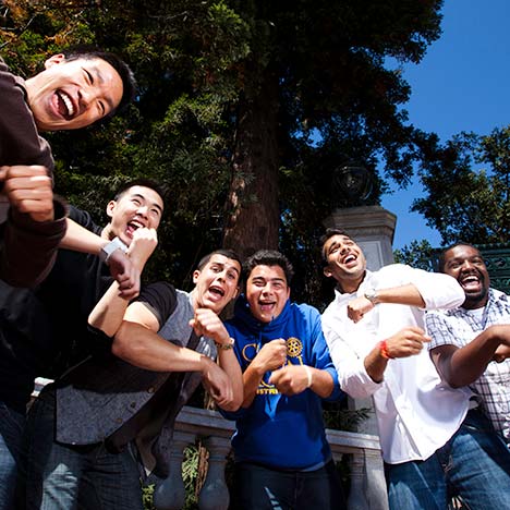 Group of male students singing